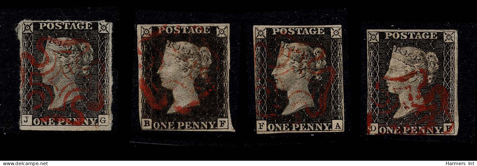 Lot # 586 1840, Queen Victoria First Issue, 1d Black 171 Used Copies Of Which 109 Have Been Supposedly Plated (not Check - Oblitérés
