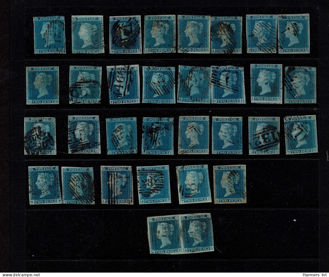 Lot # 595 1841-51 "White Lines" 2d Blue 90 Used Copies - Used Stamps