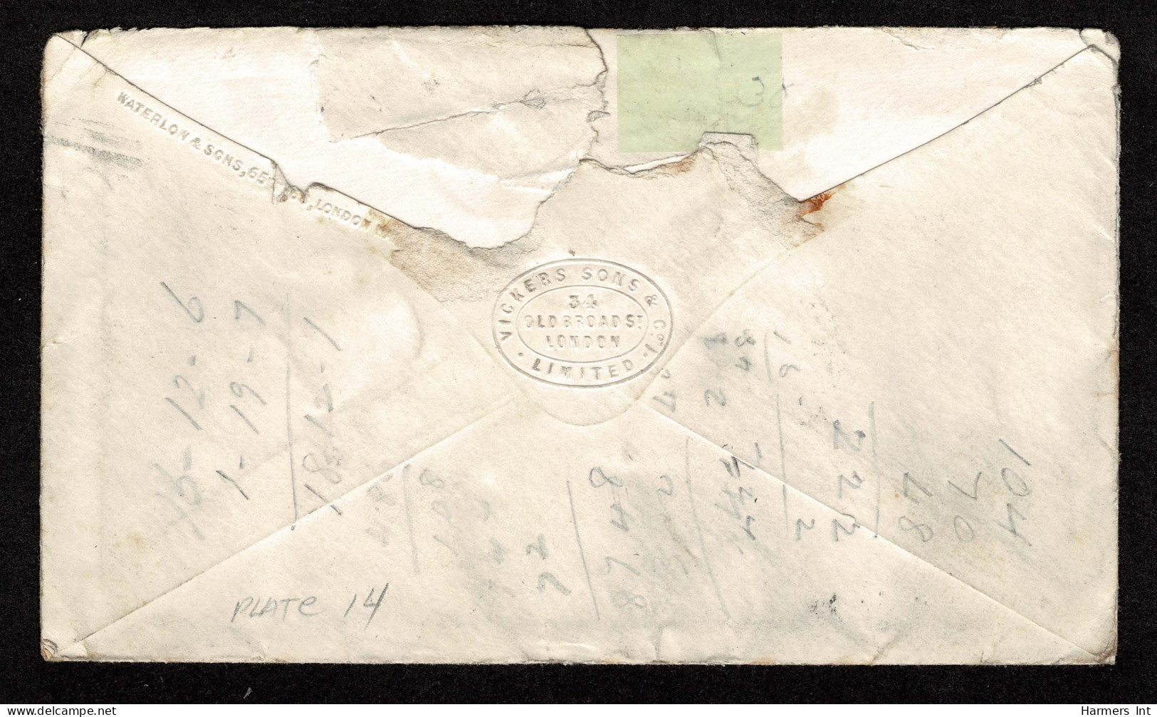 Lot # 599 Used To U.S.: 1874, Perfins On Postage Due Cover: 1869 1d Plate 149 And 2d Plate 4, Both Perfined ” V.S.” (Vic - Briefe U. Dokumente