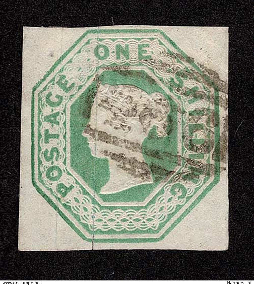 Lot # 602 1847, Queen Victoria (embossed), 1s Pale Green - Used Stamps