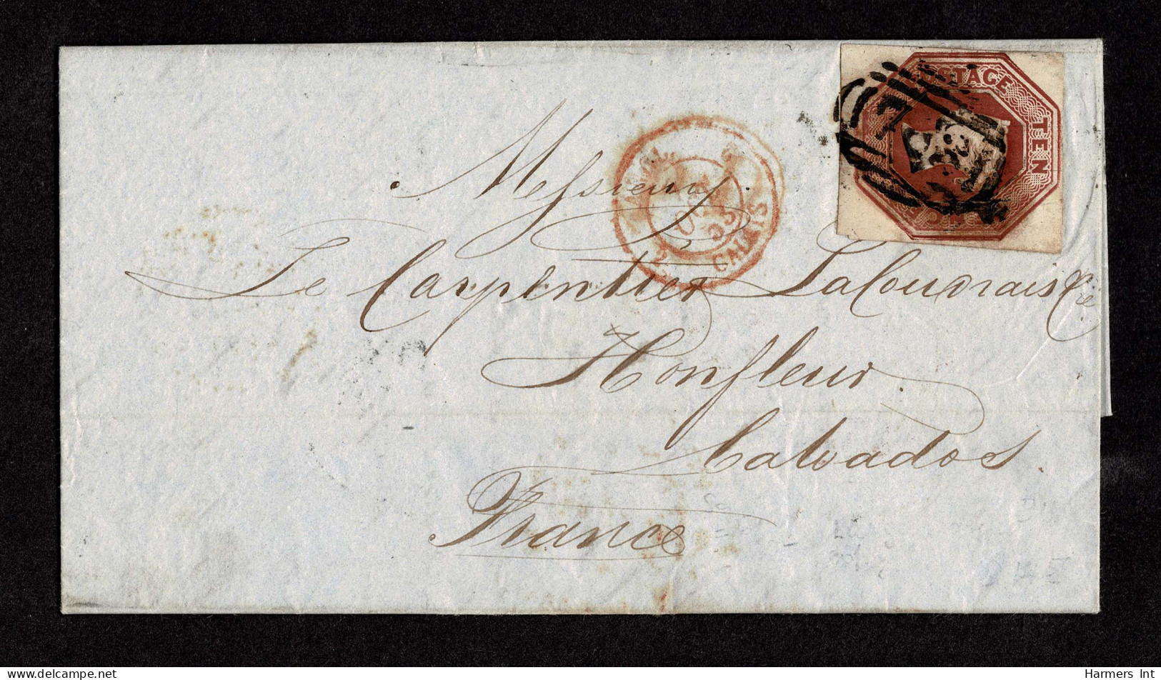 Lot # 610 Used To France: 1848, Queen Victoria (embossed), 10d Brown - Covers & Documents