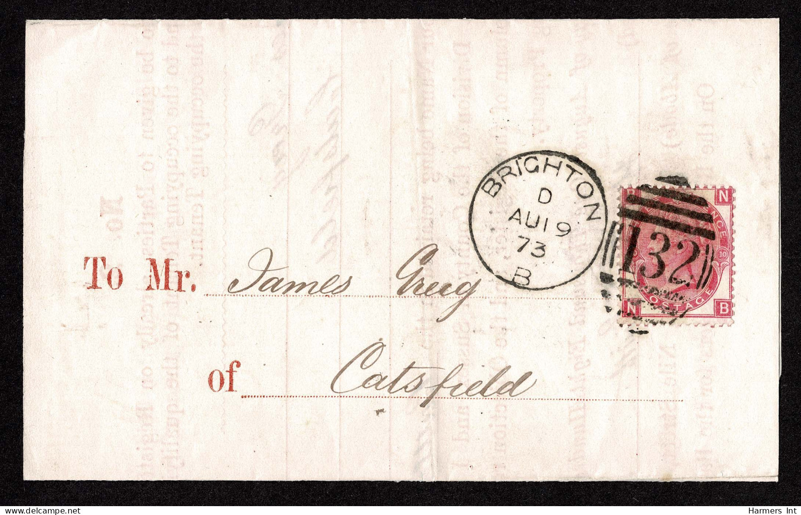 Lot # 621 1867, Queen Victoria, 3d Rose, Spray Of Rose Watermark - Covers & Documents