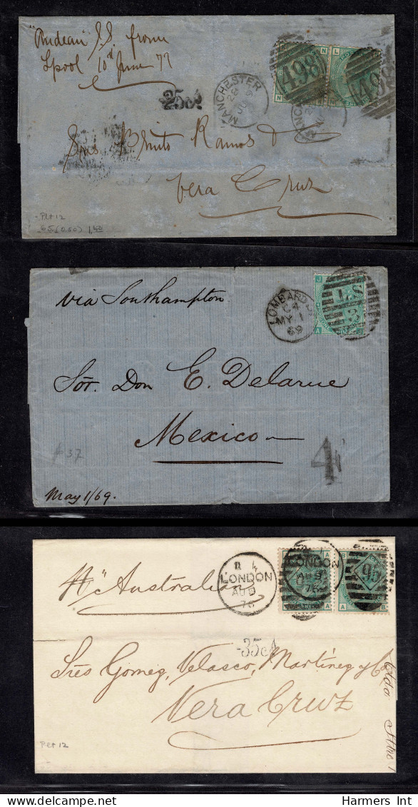 Lot # 622 Great Britain Covers: 1867, 1873 1s green, 14 covers all between 1867 and 1877