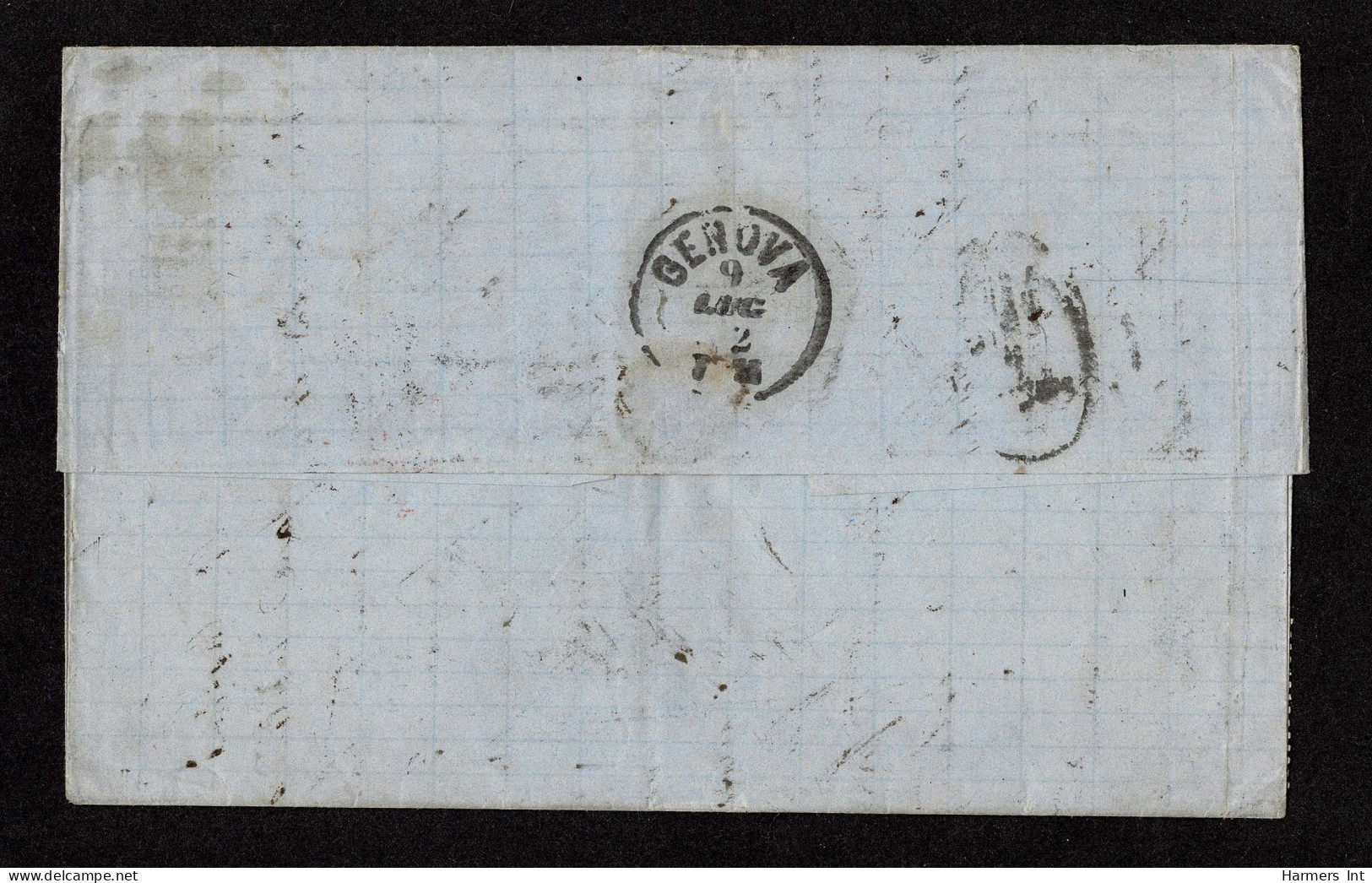 Lot # 623 Used To Genoa: 1872, Queen Victoria, 6d Deep Chestnut, Spray Of Rose Watermark Scarce Shade - Covers & Documents