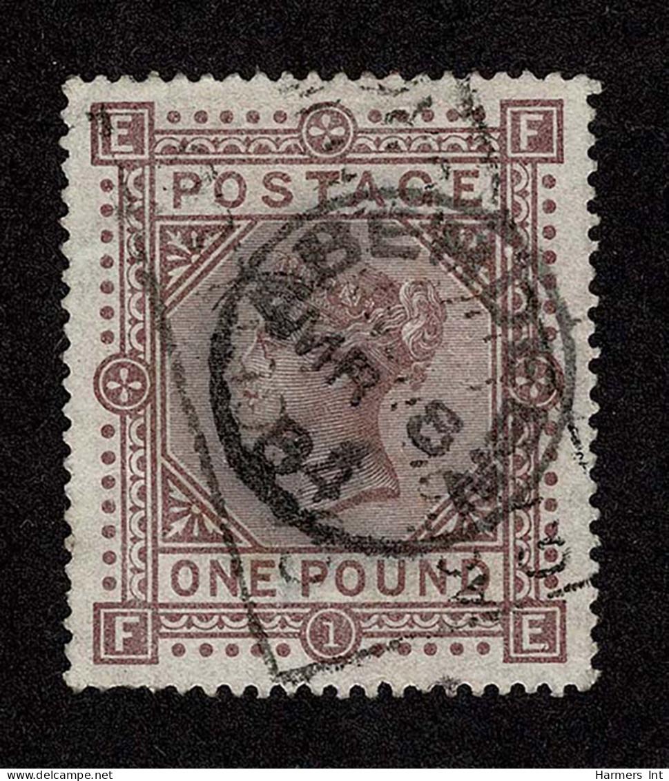 Lot # 630 1882, Queen Victoria, £1 Brown Lilac On White Paper, Anchor Watermark - Oblitérés