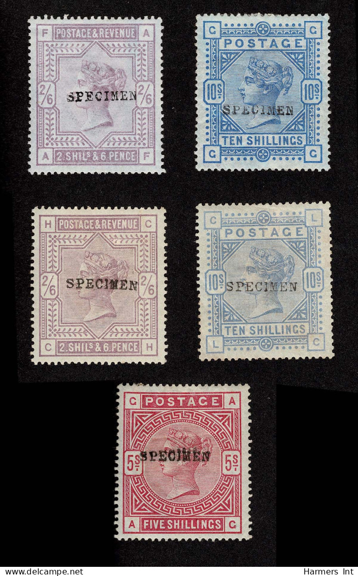 Lot # 634 1883-84 2/6, 5s And 10sh Selection Of 5 High Values With "Specimen" (type 9) Overprints. - Non Classés