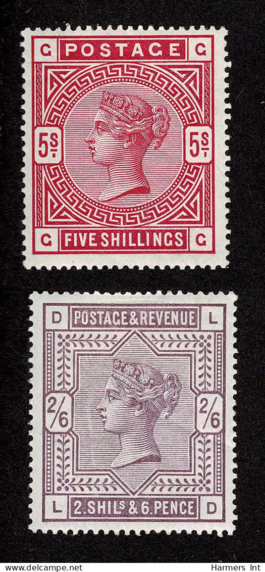 Lot # 636 1883-84 2/6, Lilac, 5s Carmine Rose - Neufs