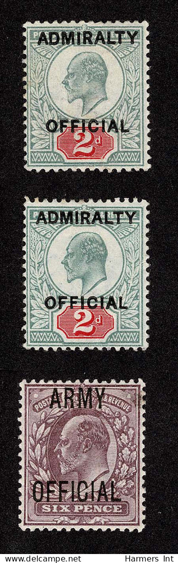 Lot # 742 Group Of Three Army Officials, 1902, King Edward VII, 6d Pale Dull Purple, Narrowly Spaced Overprint (first Ty - Officials