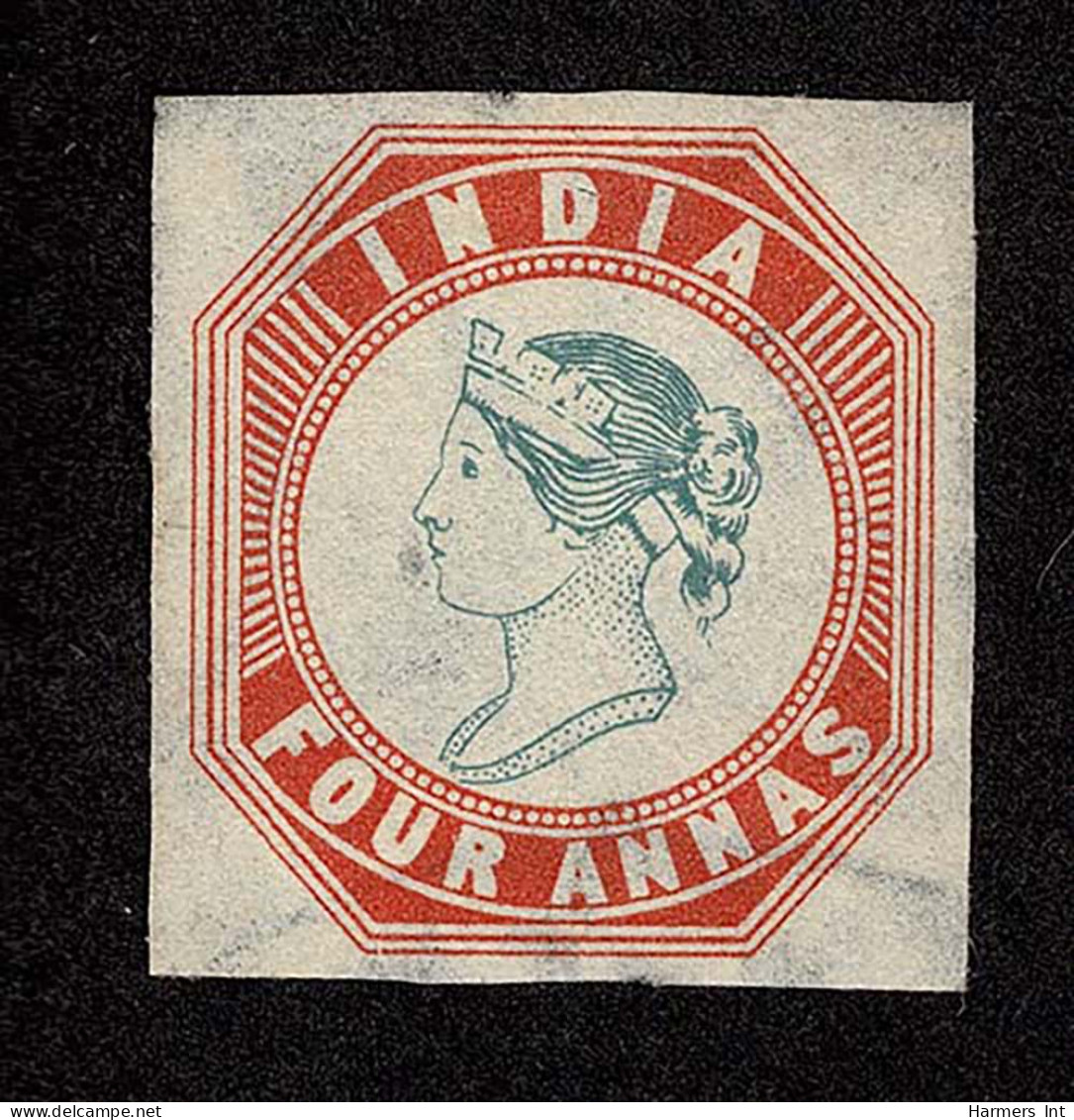 Lot # 770 India: 4a Red And Pale Blue Plate Proof On Gummed Watermarked Paper - Other & Unclassified