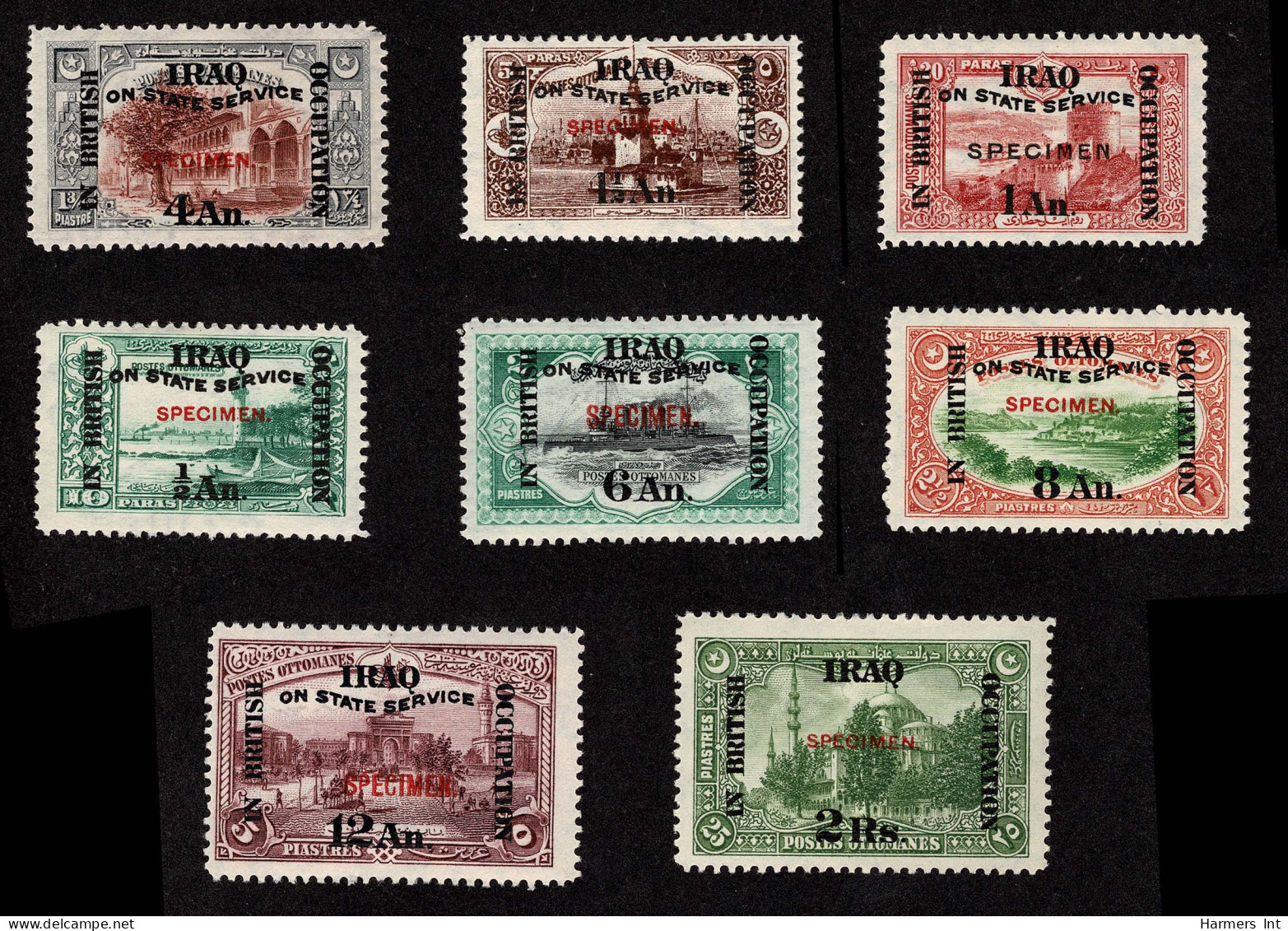 Lot # 777 Iraq - Mesopotamia: 1921-23 1/2a To 2r Set Of Eight, Overprinted SPECIMEN - Iraq