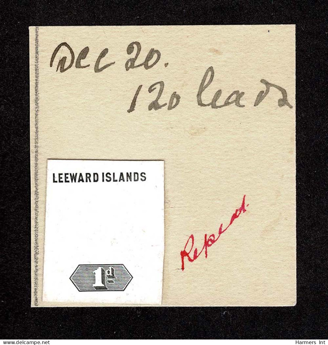 Lot # 784 Leeward Islands: 1912, King George V, 1d Name And Duty Plate Die Proof From The De La Rue Archives - Leeward  Islands