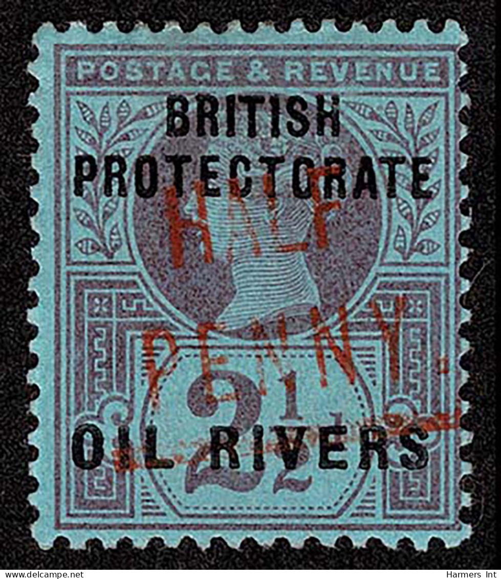 Lot # 794 Niger Coast Protectorate: 1893 ½d Type H (vermilion) On 2½d Purple - Nigeria (...-1960)