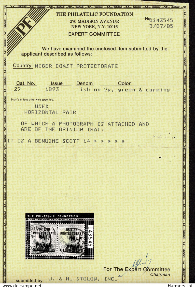 Lot # 795 Niger Coast Protectorate: 1893, Old Calabar Provisional, ½d Type 9 On 2d Gray Green & Carmine, Violet Surcharg - Nigeria (...-1960)