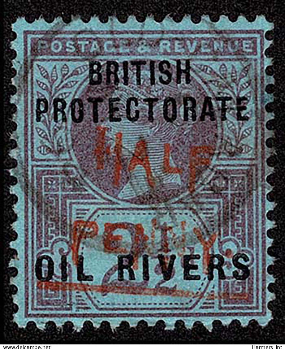 Lot # 796 Niger Coast Protectorate: 1893, Old Calabar Provisional, ½d Type 9 On 2½d Purple On Blue, Vermilion Surcharge - Nigeria (...-1960)