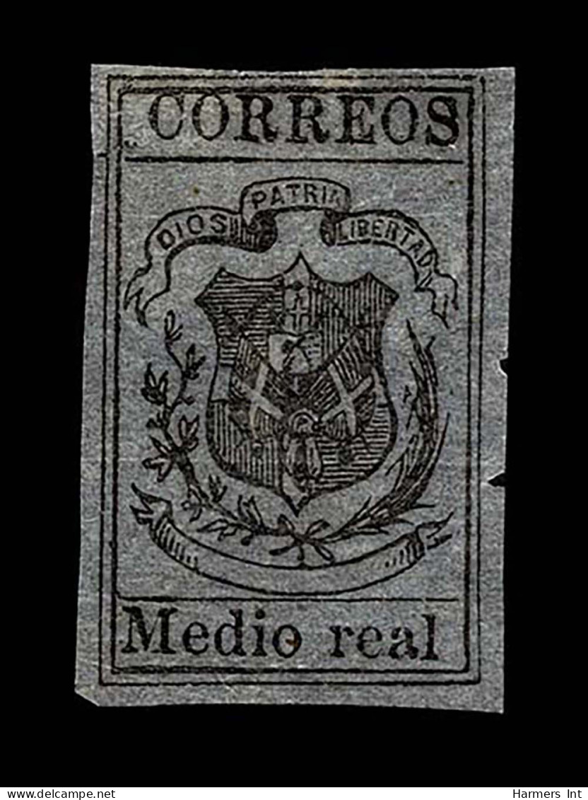 Lot # 838 Dominican Republic: 1866-67, Pelure Paper ½r Black On Greyish Gray - República Dominicana