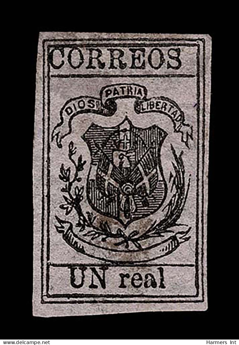 Lot # 839 Dominican Republic: 1866-67 Pelure Paper 1r Black On Deep Lavender - República Dominicana