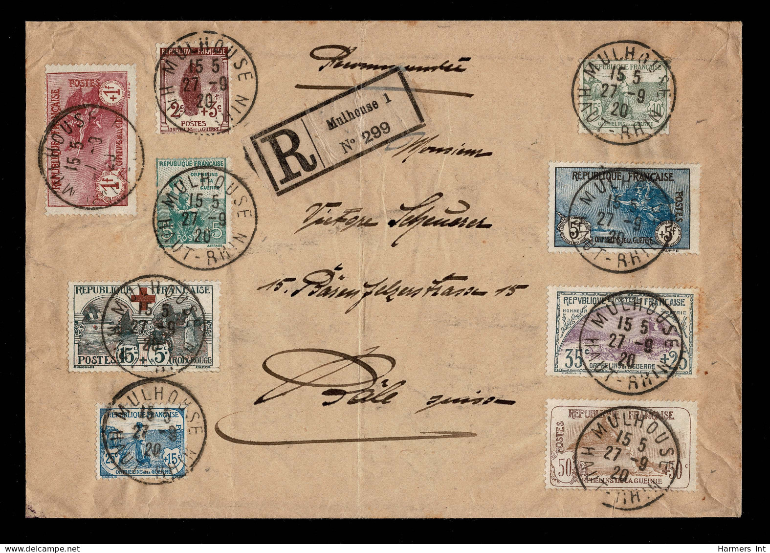 Lot # 843 France, Semi-Postal's: 1917-19, War Orphans, Set Of Eight Complete - Cartas & Documentos