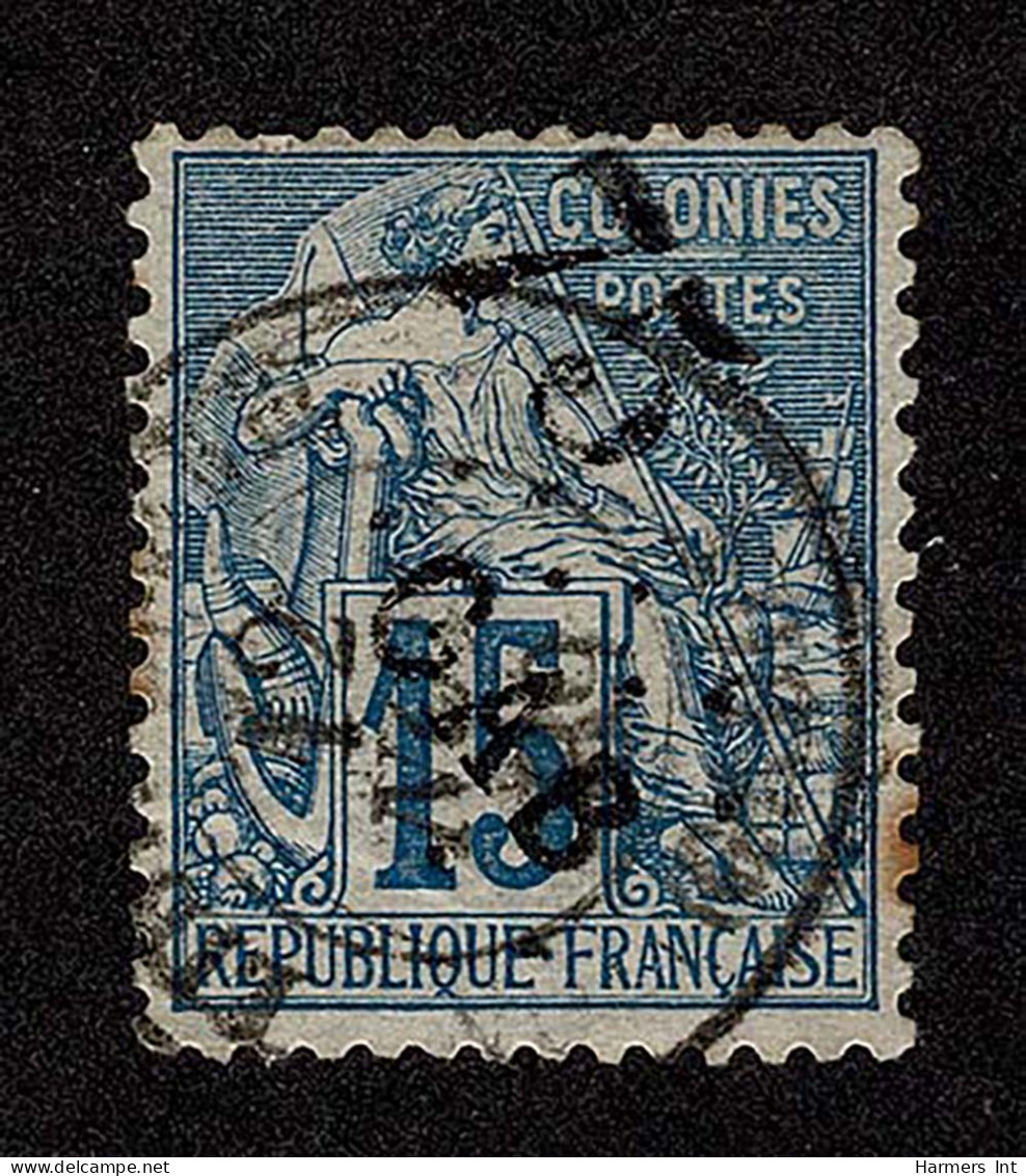 Lot # 844 GABON: 1886, 75c On 15c Blue - Used Stamps