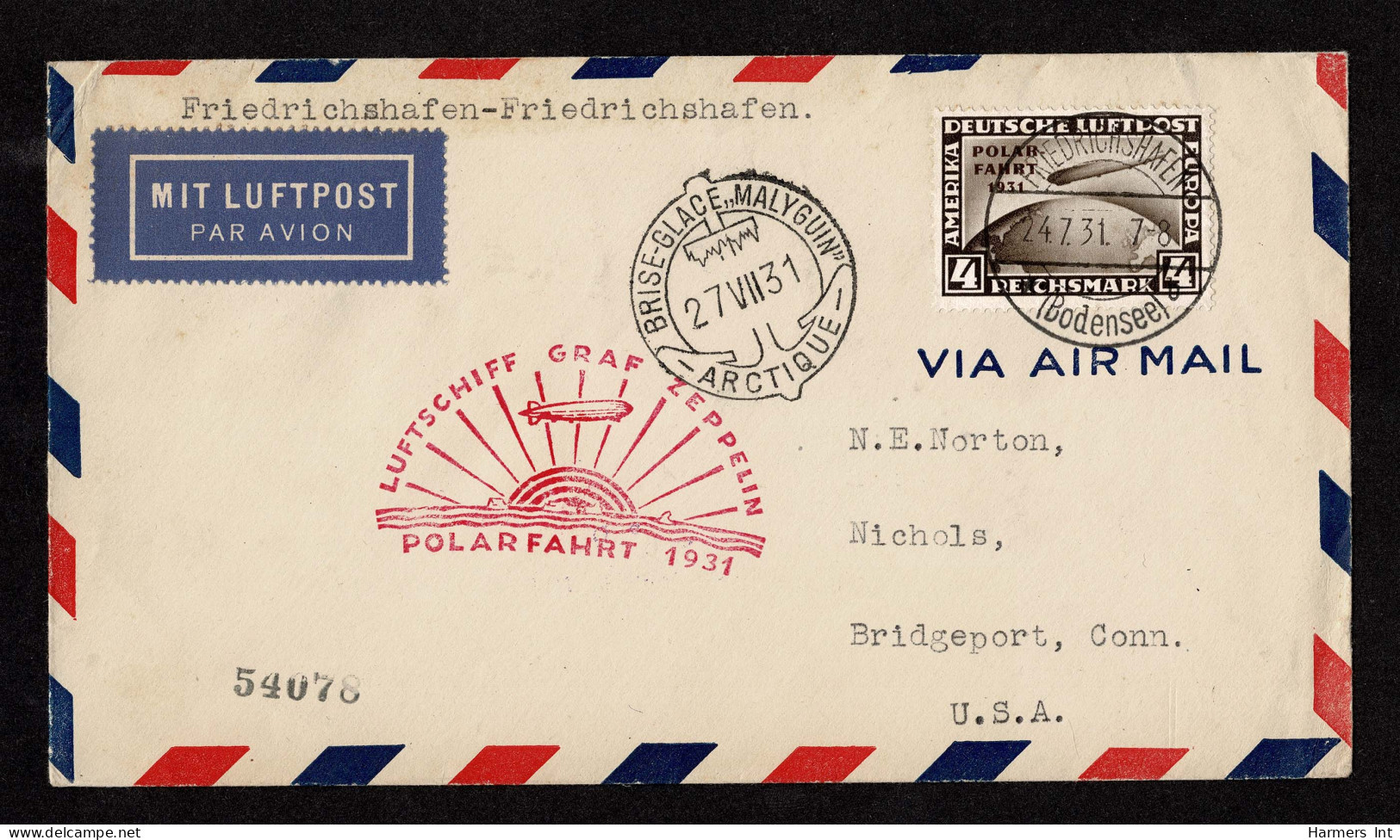 Lot # 850 Germany Air Post: 1928-31 Zeppelin Issue; 2m, 4m, Two Examples One Stamp On Each Envelope. - Airmail & Zeppelin