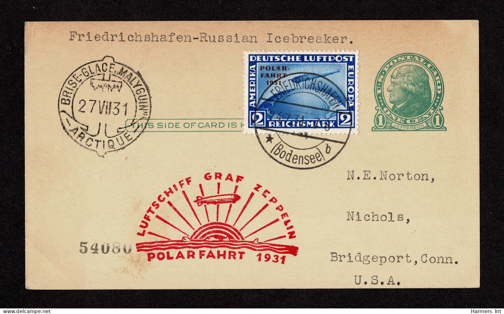 Lot # 850 Germany Air Post: 1928-31 Zeppelin Issue; 2m, 4m, Two Examples One Stamp On Each Envelope. - Correo Aéreo & Zeppelin