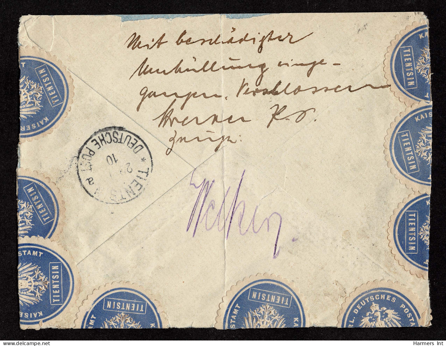 Lot # 873 Switzerland: German Post Offices; 1910 Registered Domestic Cover From Fleurier, Switzerland To Tientsin,China  - Ungebraucht