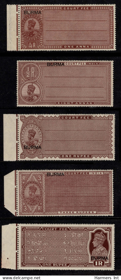 Lot # 882 Burma: 1938 To 1947 Complete Except 1st Regular Issue And Offices,mounted On 5 Album Pages - Colecciones (sin álbumes)
