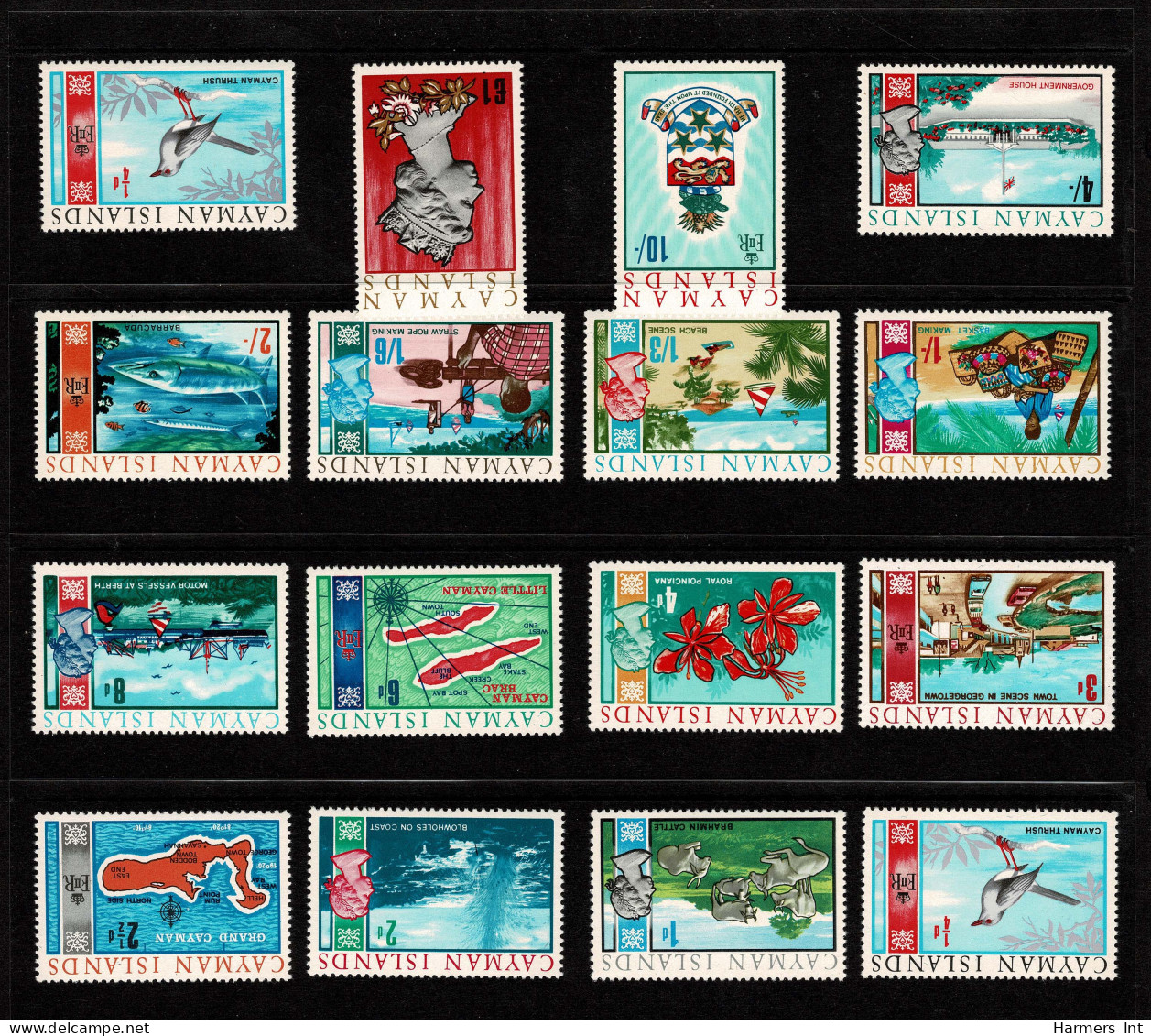 Lot # 885 Cayman Islands: Small accumulation of 264 stamps including 1900 set SPECIMEN