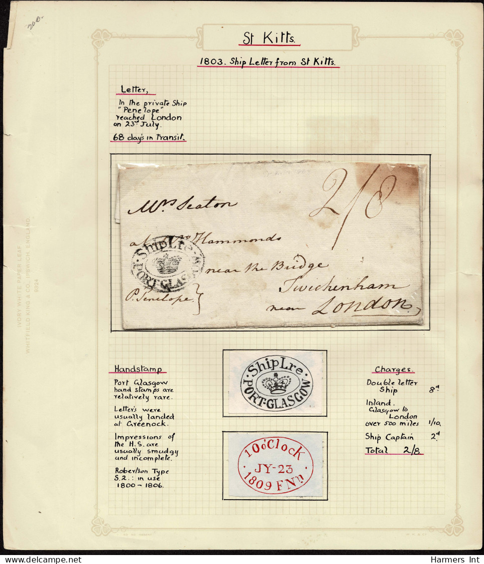 Lot # 889 St. Lucia: FOUR Stampless Covers, All Datelined And To London And From The Famous "Mr. Seaton" Correspondence - Sammlungen (ohne Album)