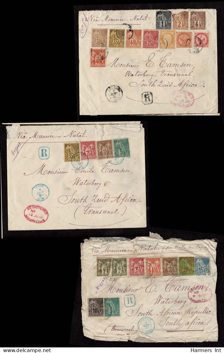 Lot # 898 French Colonies: Reunion. Postal History: Used To Natal, 10 Generally Large - Collections (sans Albums)