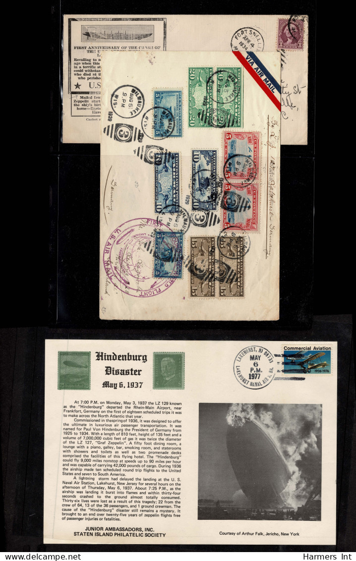 Lot # 909 Zeppelin and Flights: A very nice collection of covers and stamps in stock book and sleeved.