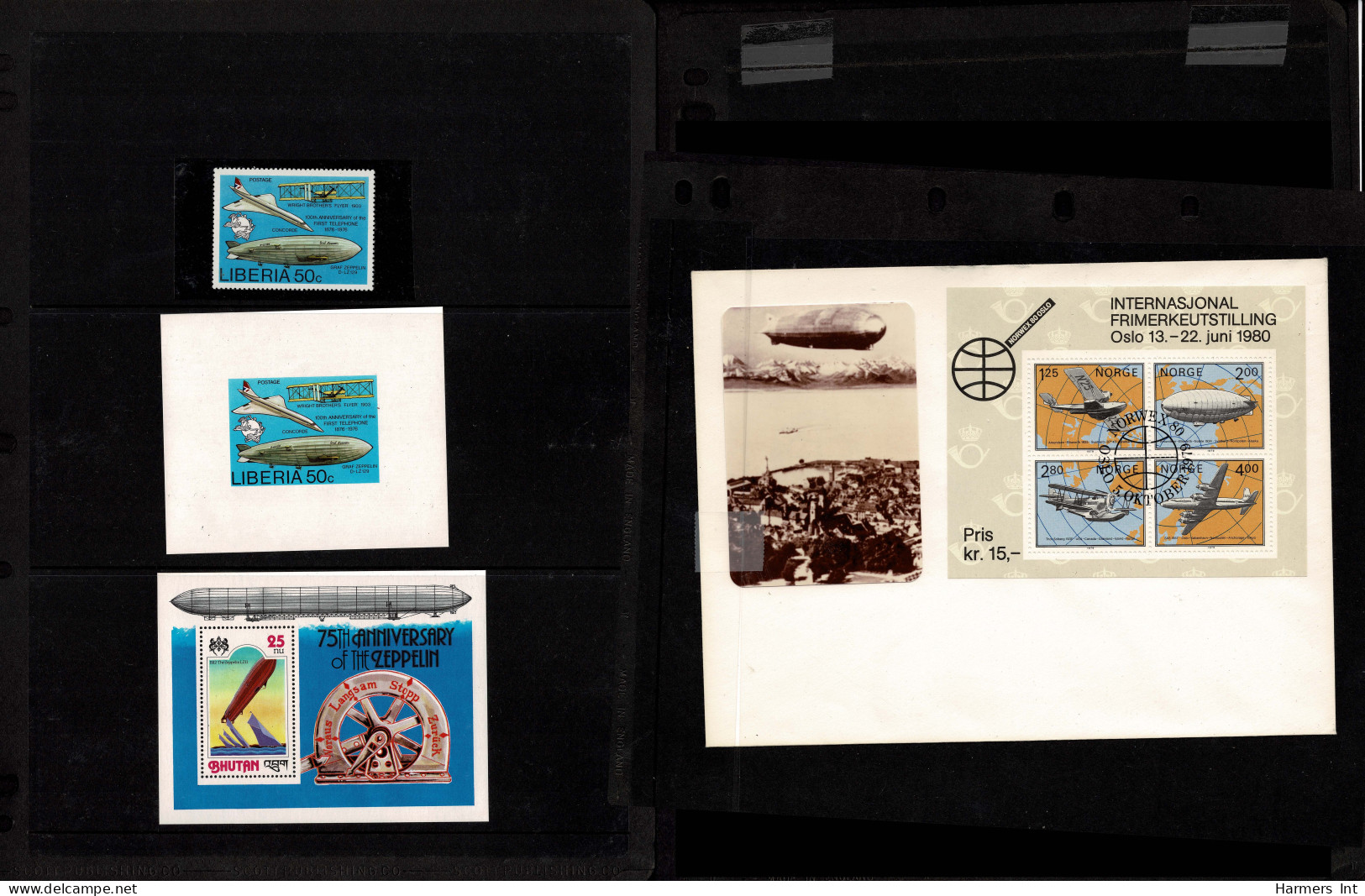 Lot # 909 Zeppelin and Flights: A very nice collection of covers and stamps in stock book and sleeved.