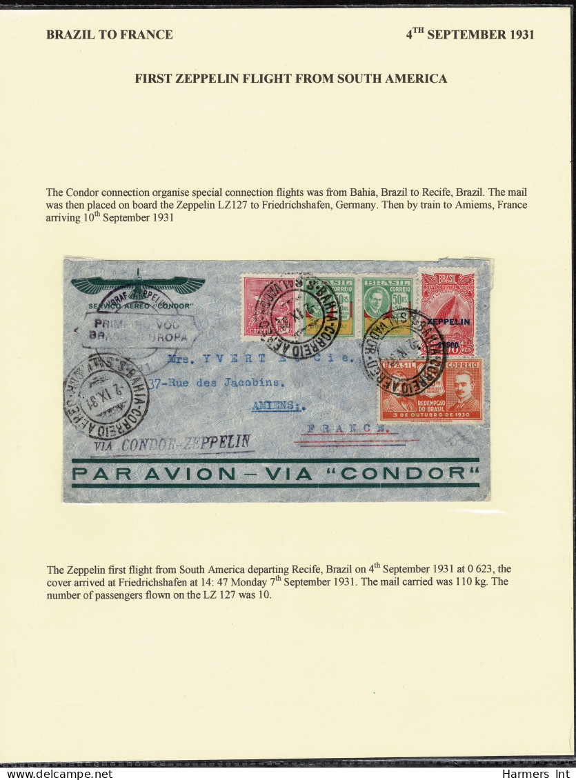 Lot # 910 Brazil Zeppelin - Condor Collection: 1931 To 1936; 16 Excellent Flown Covers From Brazil To Germany - Colecciones (sin álbumes)