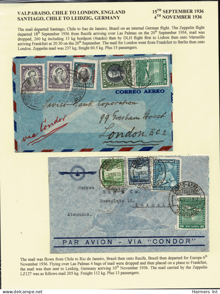 Lot # 910 Brazil Zeppelin - Condor Collection: 1931 to 1936; 16 excellent flown covers from Brazil to Germany