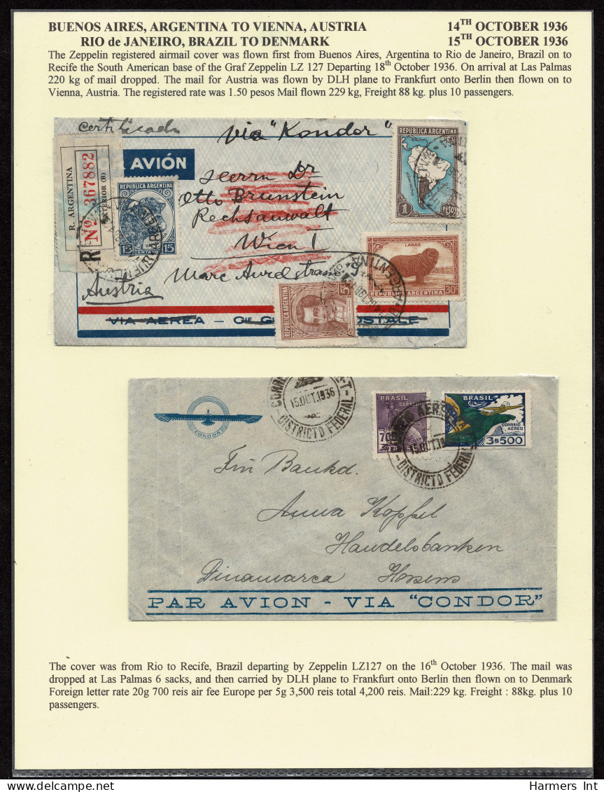 Lot # 910 Brazil Zeppelin - Condor Collection: 1931 to 1936; 16 excellent flown covers from Brazil to Germany