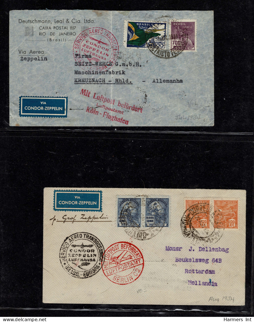 Lot # 910 Brazil Zeppelin - Condor Collection: 1931 to 1936; 16 excellent flown covers from Brazil to Germany