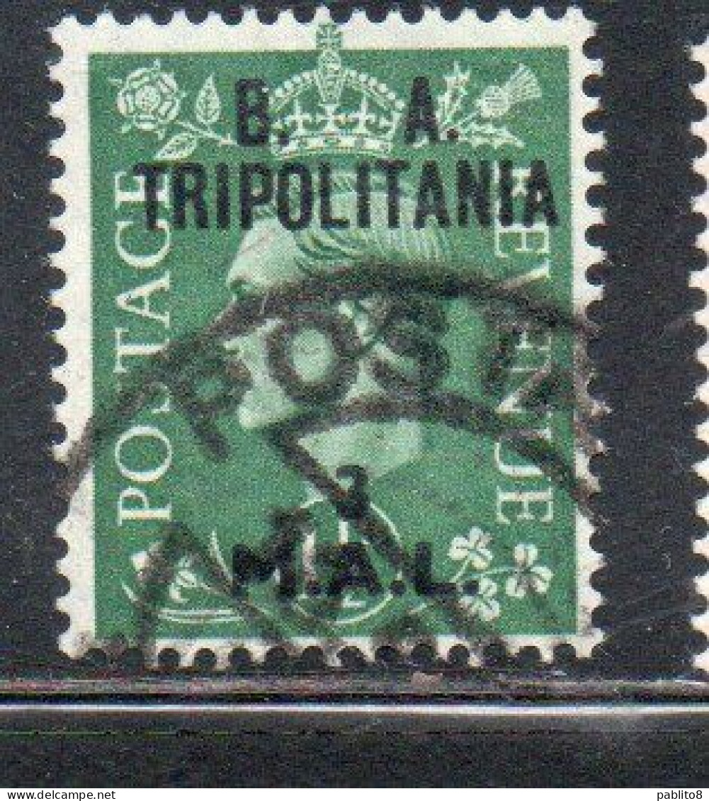 TRIPOLITANIA OCCUPAZIONE BRITANNICA 1951 BA B.A. 3m Su 1 1/2p USATO USED OBLITERE' - Tripolitaine