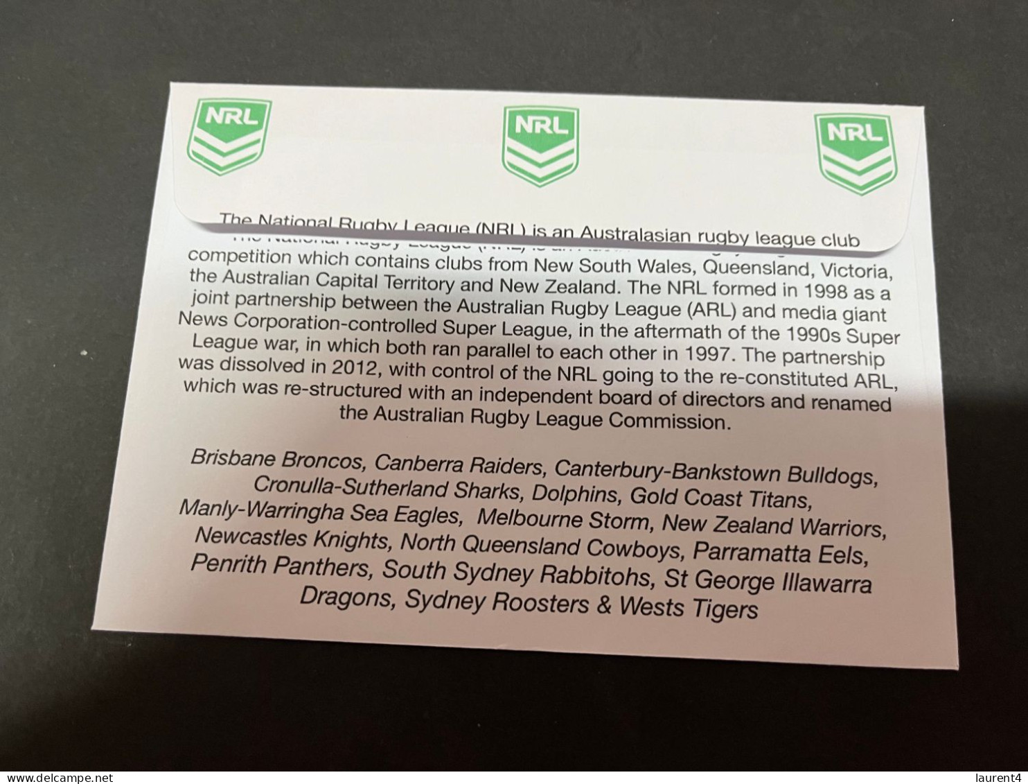 19-9-2023 (1 U 32) Australia - NRL 2024 Season To Begin In Las Vegas (with Manly Sea Eagles Team 3 Stamps) - Brieven En Documenten