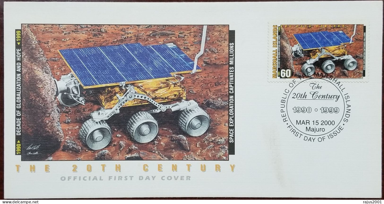 USA's Pathfinder Lands First Semi Autonomous Roving Vehicle Sojourner On Mars, Space Exploration, Marshall Islands FDC - Océanie