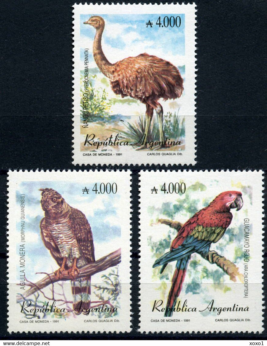 Argentina 1991  MiNr. 2111 - 2113  Argentinien Birds Parrots 3v  MNH** 6.00 € - Neufs