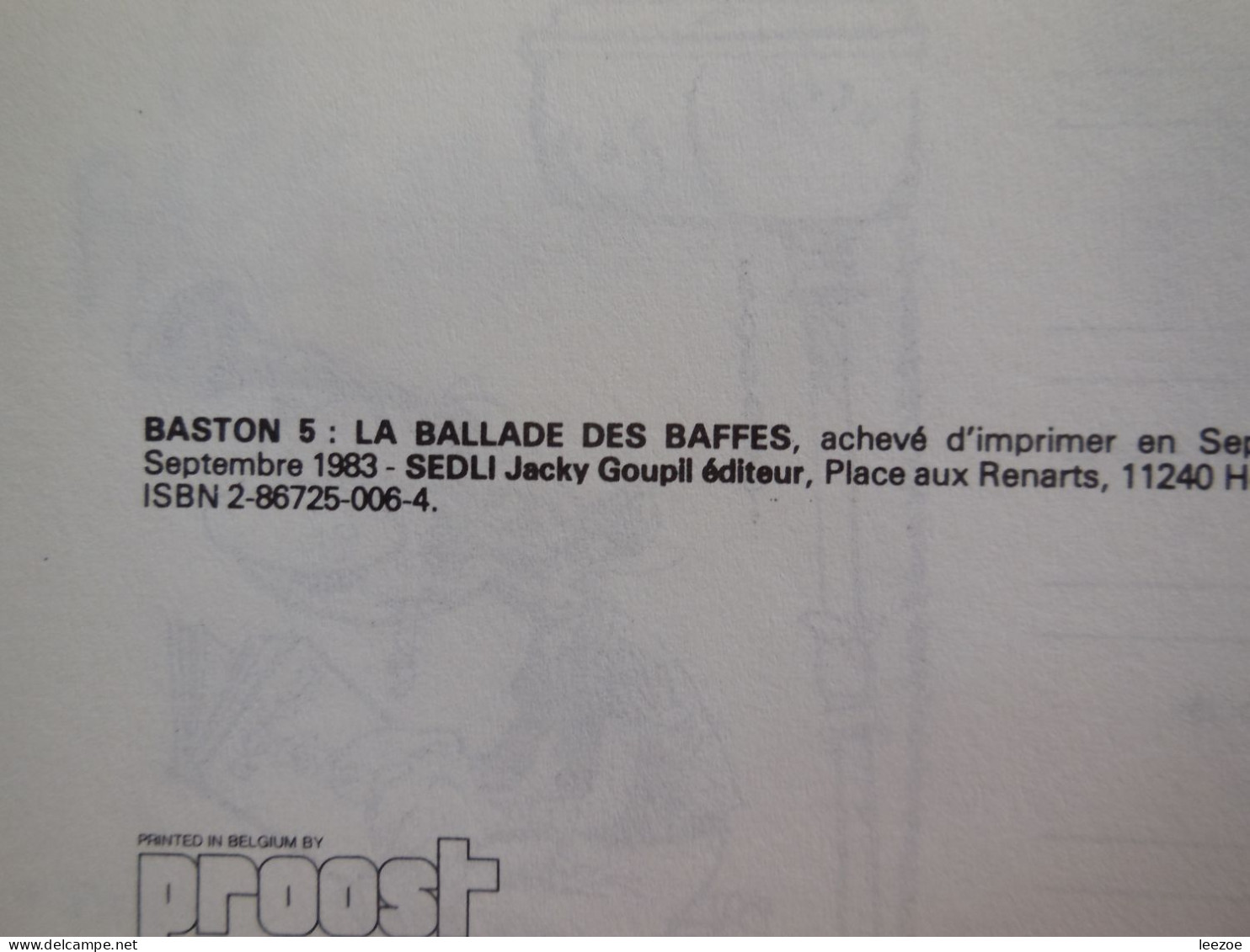 BD BASTON LA BALLADE DES BAFFES de Édika et Edmond Baudoin, réalisé par les amis de Franquin 1983..REF0.2.5/N5
