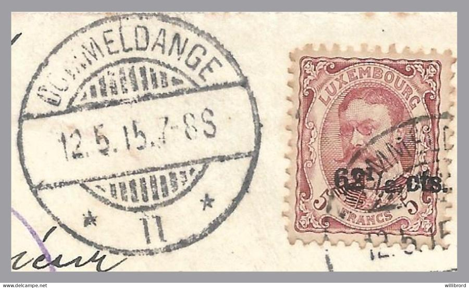 LUXEMBOURG - DOMMELDANGE II - 62½c/5Fr William IV 1915 Registered To Amsterdam NETHERLANDS - 1906 Wilhelm IV.