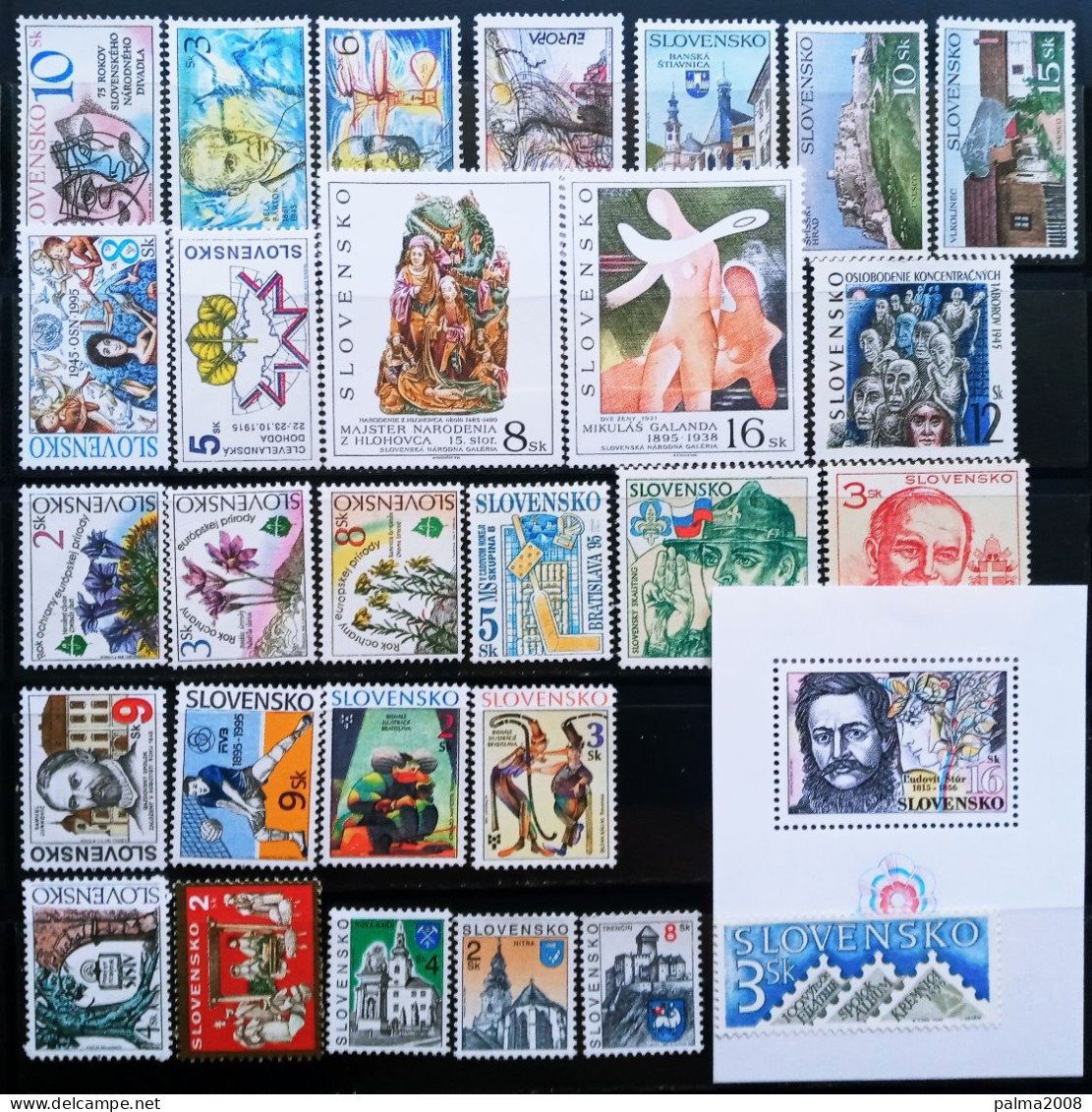 ESLOVAQUIA - AÑO 1995 - 28 SELLOS + 1 HOJA BLOQUE NUEVO ** - LOS DE LA FOTO - Années Complètes