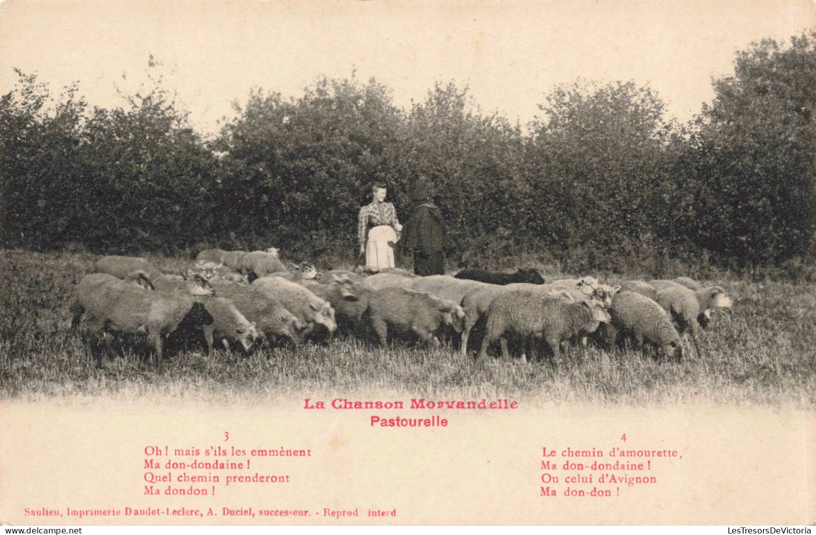 SPECTACLE - La Chanson Morvandelle Pastourelle - Troupeau De Moutons - Carte Postale Ancienne - Music And Musicians