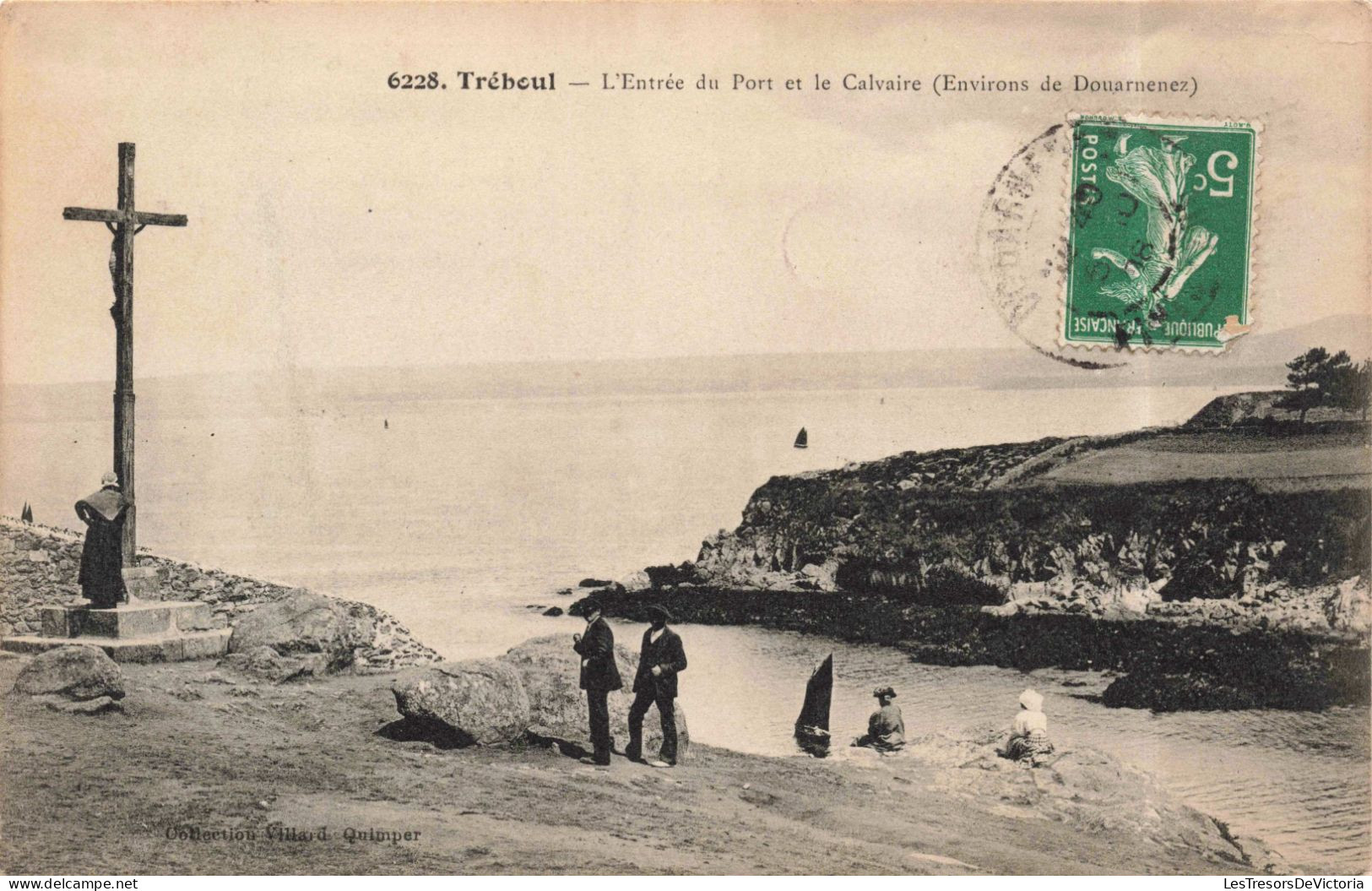 FRANCE - Tréboul - L'entrée Du Port Et Le Calvaire ( Environs De Douarnenez) - Carte Postale Ancienne - Tréboul