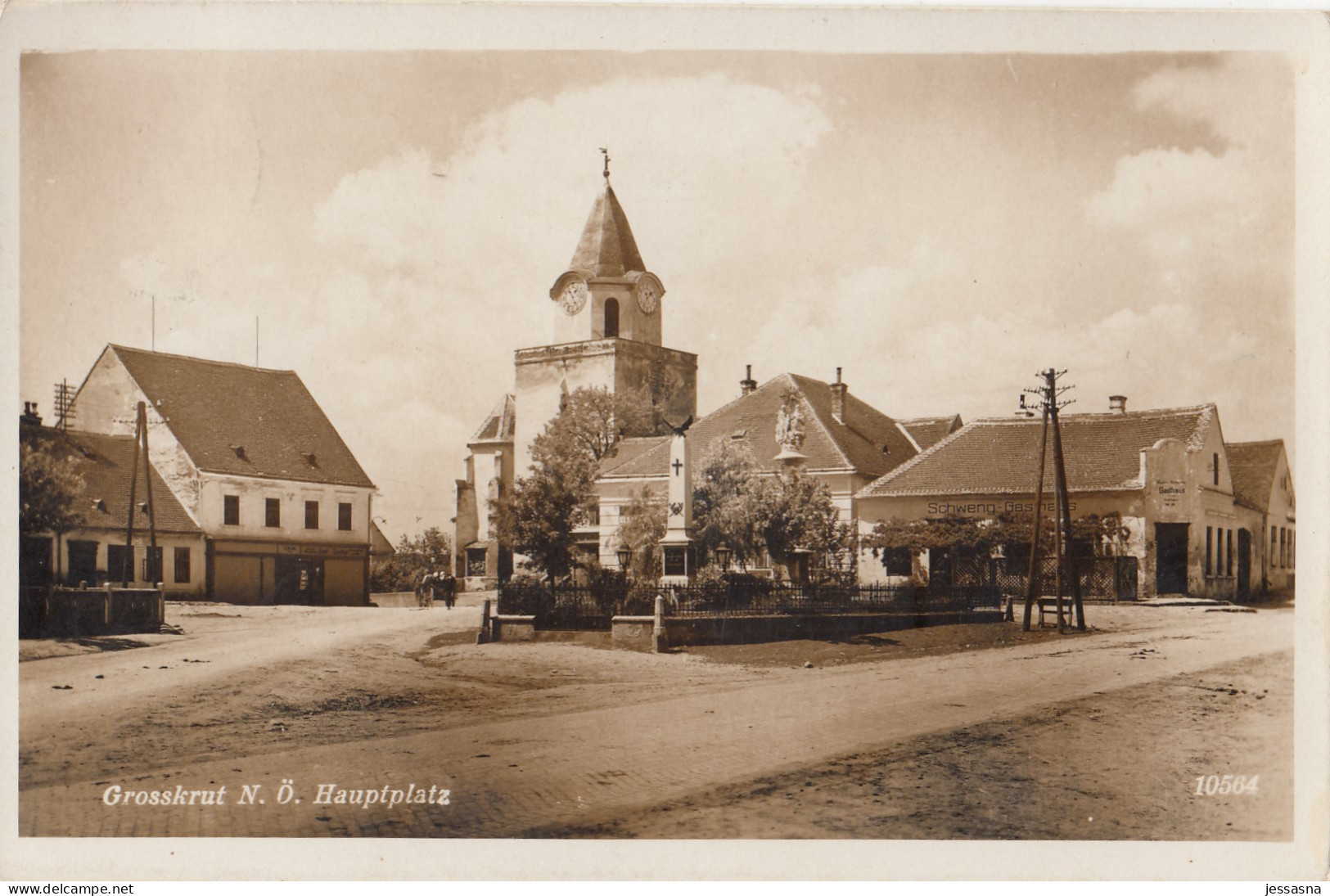 AK - NÖ - GROSSKRUT (Bez. Mistelbach) - Ortspartie Am Hauptplatz 1930iger - Mistelbach