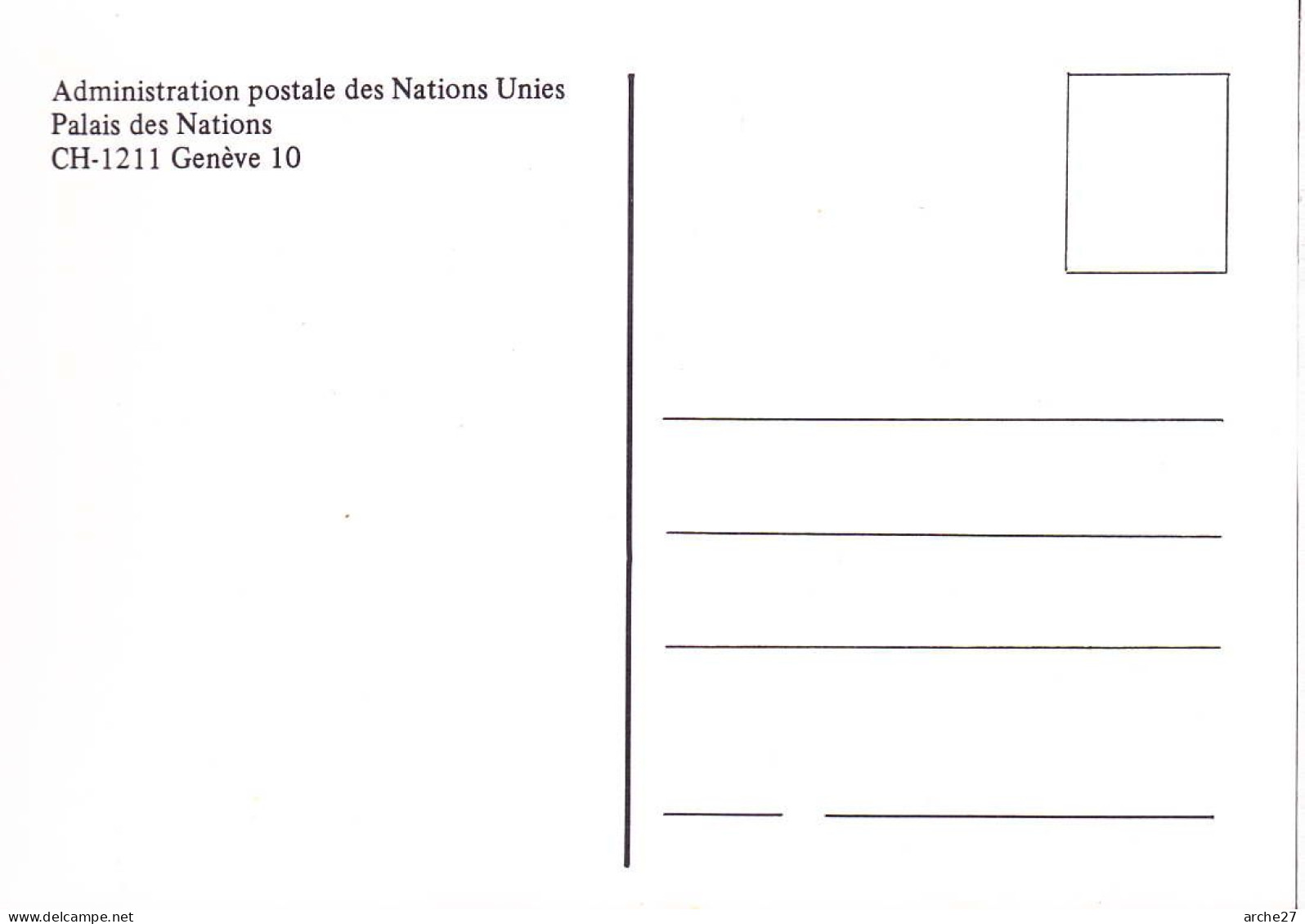 CPM - Administration Postale Nations Unis - Genève - 1991 - Lettres & Documents