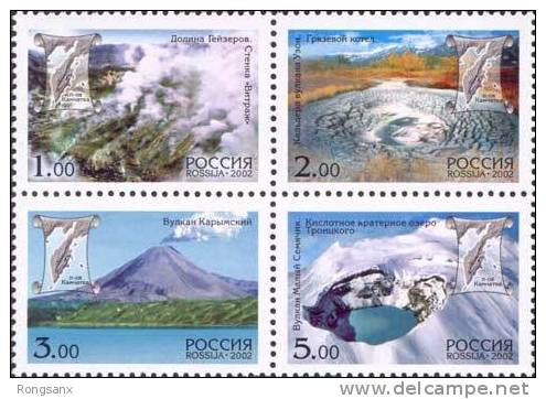 2002 RUSSIA Volcanos Of Kamchatka 3V - Vulkanen