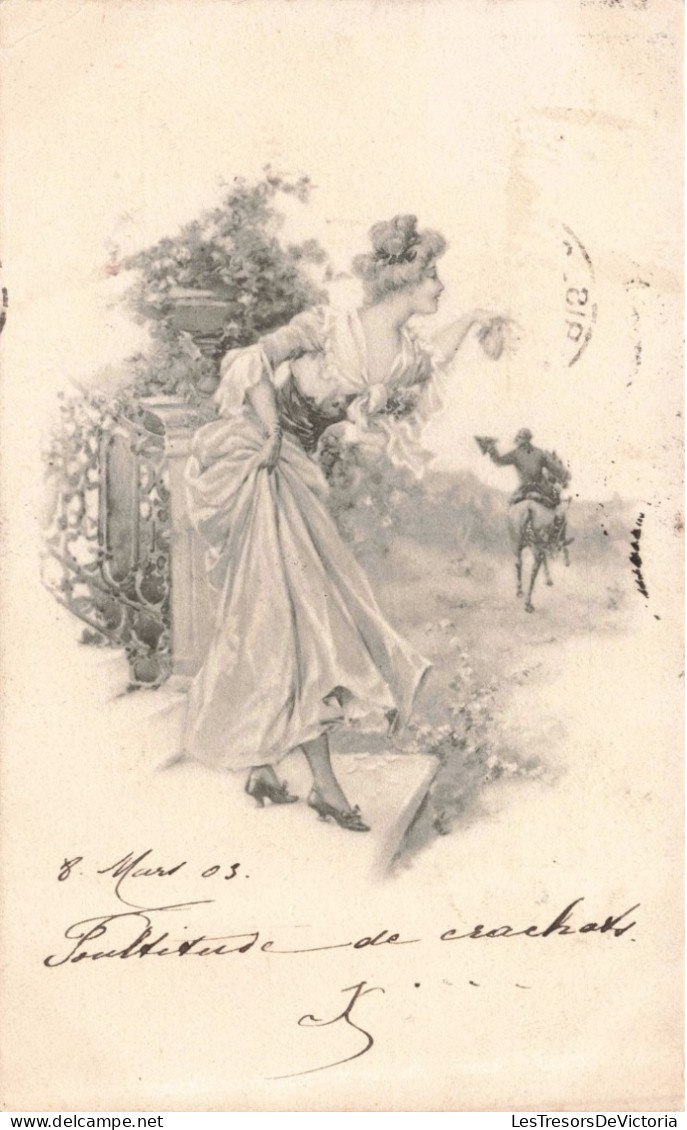 ILLUSTRATION NON SIGNE - Une Femme Disant Adieu à Son Bien Aimé - Carte Postale Ancienne - Before 1900