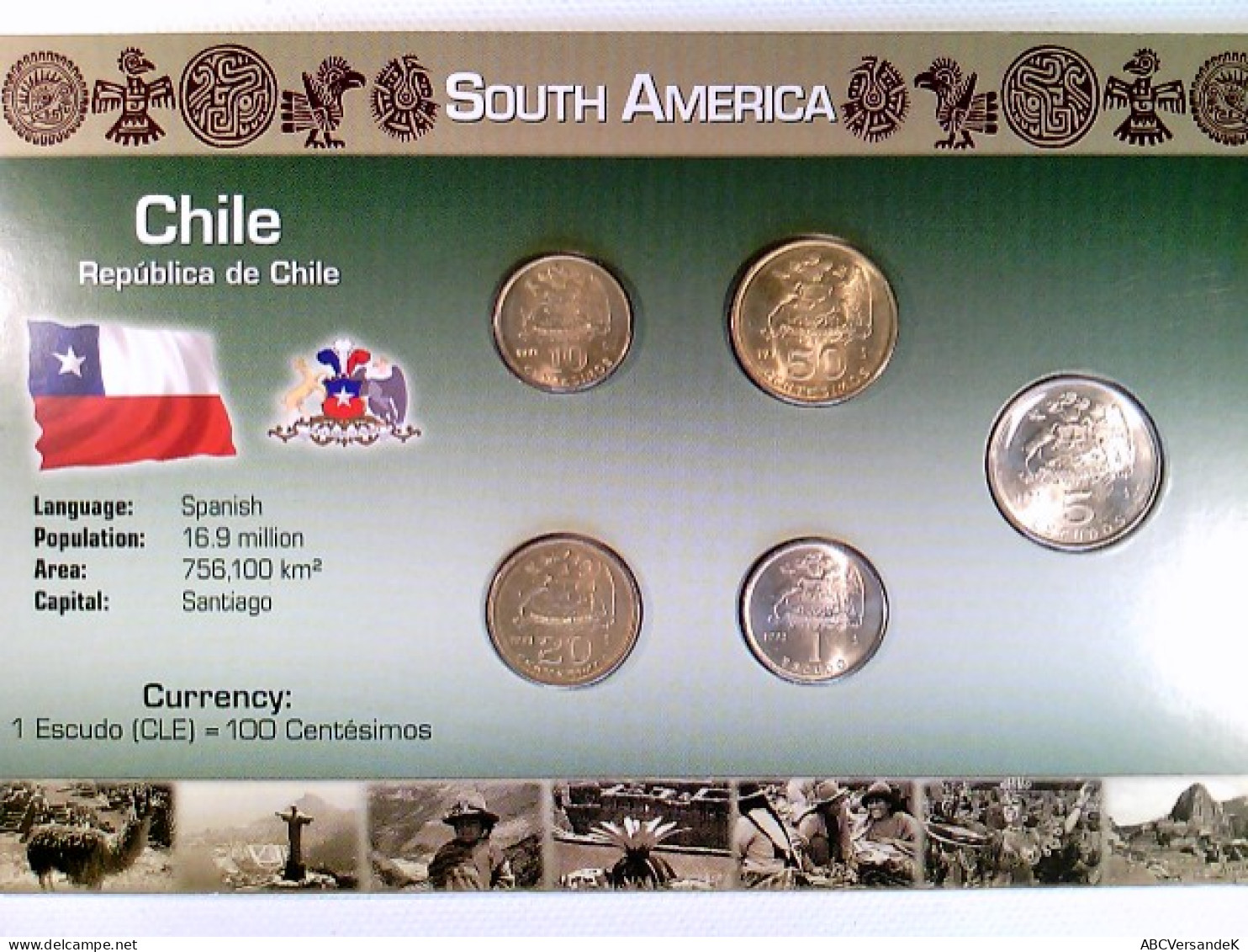 Münzen, Kursmünzensatz Chile, 10 Centésimos - 5 Escudos - Numismatique