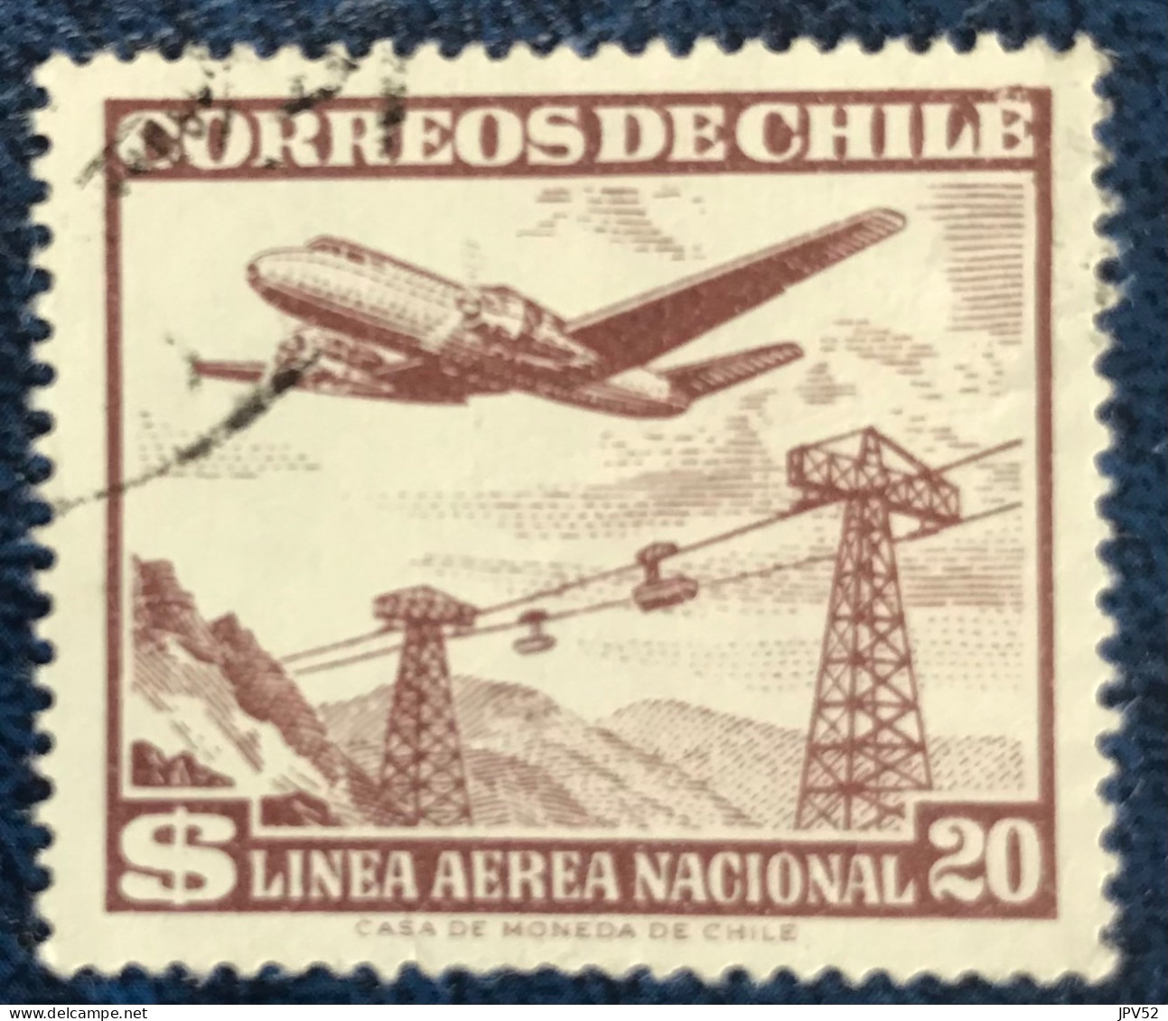Chile - Chili - C18/48 - 1959 - (°)used - Michel 552 - Vliegtuig Boven Skilift - Chili
